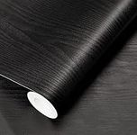 24" x118"Black Wood Wallpaper Peel and Stick Film Black Contact Paper Self Adhesive & Removable Wallpaper for Countertop Furniture Kitchen Cabinet Vinyl Wallpaper Thickening Upgrade Easy to Clean