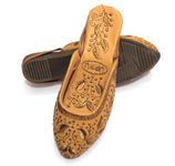 Niharika Women’s Gold Work Ethnic Shoes Traditional Mojari Punjabi Jutti (Yellow, 6)