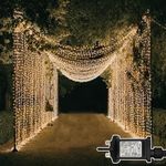 Dekofun 2 Pack 600 LED Curtain Fairy Lights 6m x 3m Gazebo Lights Mains Powered, 8 Modes Curtain Lights Outdoor, Waterproof Fairy Lights, Indoor Outdoor String Lights for Wedding Gazebo Decorations