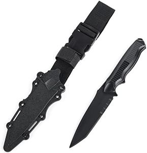 QIRUIMY Tactical Plastic Knife,Bendable Rubber Combat Knife with Sheath,Airsoft Military Training Enthusiasts CS Cosplay Dagger Model Dress Up Accessory (Black)