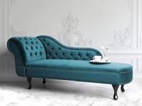 Artistic Wood Velvet Left Arm Modern Chesterfield Chaise Lounge Couch 166 X 63 X 76 for Your Loving Space (Teal)