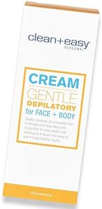 Clean + Easy Cream Gentle Depilatory for Facial and Full Body Hair Removal, Removes Hair From Fine to Coarse Unsightly Hair, Long Lasting Hair-Free Results, Perfect for Sensitive Skin, 4 oz 1-Pack