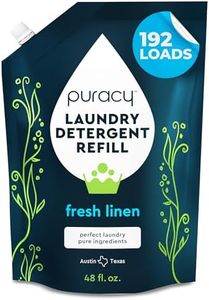 Puracy Natural Liquid Laundry Detergent Refill, 192 Loads, Fresh Linen, 95% Plastic-Free Packaging, Stain Fighting Enzymes, 10x Concentrated Plant-Powered Detergent, Savon Lessive, 1.4L, 48 Ounce