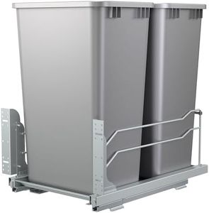 Rev-A-Shelf 53WC-2150SCDM-217 Double 50 Quart Undermount Kitchen Cabinet Pullout Waste Container Trash Bins with Soft Close, Silver