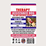 Personalized Therapy Assistance Dog Law Card UK-QR Code Linked to The Equality act Guide for All Business for Assistance Dogs and Handlers-No More Access refusals