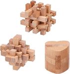 Sharp Brain Zone 3D Wooden Puzzle Games Pack of 3 | Puzzles for Kids | Educational Toys for Ages 6 and Older (Wooden Heart Cube)