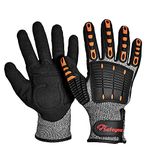 SAFEYEAR Levl 5 Cut Resistant Work Gloves For Men And Women,Anti-Slip Anti-Vibration Impact Reducing Safety Gloves For Adult,Heavy Duty Mechanics Gloves for Bulider,Forest Farm,Construction,Orange,L