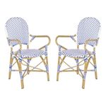 Safavieh Home Collection Hooper Blue & White Indoor-Outdoor Stacking Arm Chair