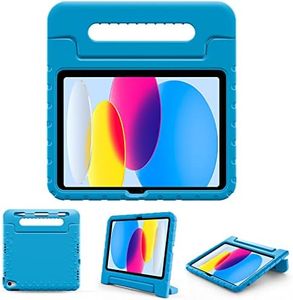 ProCase Kids Case for iPad 10th Generation 10.9 Inch 2022 with Pencil Holder, iPad 10 Cover Shockproof Stand with Convertible Handle Light Weight Kids Friendly Case for Boys Girls Toddlers -Blue