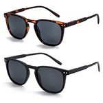 ZENOTTIC 2 Pack Polarised Sunglasses Womens Mens Retro Vintage Round and Square Sun Glasses with UV400 Protection Unisex