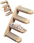 Skywin Cat Steps - 2 Pack Wood-Color Solid Rubber Wood Cat Stairs Great for Scratching and Climbing - Easy to Install Wall Mounted Cat Shelves for Playful Cats