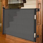 Sulishang Retractable Baby Gate 33"x71"- Safety Mesh Baby Gate/Dog Gate, 33inch Tall and Extends up to 71inch Wide for Stairs, Doorways, Hallways, Banisters Indoor and Outdoor (Black)