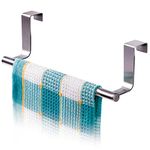 Tatkraft Horizon – Over the Door Towel Rail – Towel Holder for Cupboard Drawer Cabinet – Kitchen and Bathroom – Anti Slip Scratch Protecting Stripe