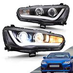 VLAND LED Dual Beam Projector Headlights For Mitsubishi Lancer EVO X Sedan 2008-2020, D2H/D2S for Low Beam(Not Included) Angel Style