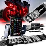 OPT7 Aura Motorcycle LED Accent Lighting Kit, RGB Multi-Color Lights Kit with Remote, Motorcycle Lights Underglow Strips Accessories with Switch for Sportsbike, 10pc Single Row