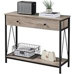 Yaheetech Console Table with Large Drawer and Shelf, Sofa Table, Long Narrow Wood Hallway Table for Living Room, Entryway, Easy Assembly, Industrial Style Gray