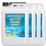 HYDROFYX DEIONISED WATER 5-Litre 4 Pack (20L) - For Irons, Steam Cleaners, Car Batteries, Radiators, Cleaning, Humidifiers - Demineralised & Deionized Water (Not Distilled)