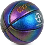 Kids Youth Basketball Shiny Color Purple Leather Basketball, Size 5 (27.5") Bright Color Dazzle Textured Basketball for Boys and Girls Basketball Gifts KUYOTQ (Deflated,Without Pump)