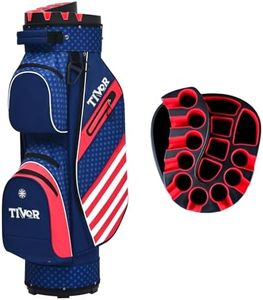 TIVOR 2026 T-Lock Golf Cart Bag-15-Way Full-Length Dividers,9 Pockets, Easy-Access Handle & Ergonomic Straps | Perfect for Cart & Walking, Includes Rain Cover