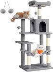 Feandrea Cat Tree, 56.3-Inch Cat Tower for Indoor Cats, Multi-Level Cat Condo with Scratching Posts, Perches, Hammock and Cave, Light Gray PCT161W01