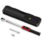 ANPUDS 1/2 Inch Drive Digital Torque Wrench, 2.2-147.5 Ft.lb/3-200Nm, Electronic Torque Wrench Set with ±1% Accuracy, Vibration, Buzzer and LED Flash Notification for Motorcycle Car