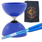 Juggle Dream Carousel Bearing Diabolo and Fiber Sticks with Bag - Bearing Diablo Set for Kids (Blue)