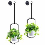 Mutool Hanging Planter Pots for Indoor Herb Garden, 2 Pack Garden Hanging Basket Kit with Melamine Planters, Hanging Rope & Hooks, Modern Wall and Ceiling Hanging Planter Pots, Black