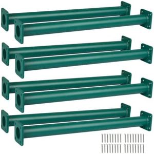 Barcaloo Playground Equipment Monkey Bars Playset Attachment, Monkey Bar Rods for Backyard - Set of 8 Green Powder Coated Indoor Monkey Bars Set for Kids with Mounting Plates, 16 1/2 Inches Long