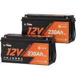 LiTime 12V 230Ah Plus Low-Temp Protection LiFePO4 Battery (2 PACK) Built-in 200A BMS, Max 2944Wh Energy, Lithium Iron Phosphate Battery Perfect for Solar System, RV, Camping, Boat, Home Energy Storage