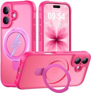 MOCCA Design for iPhone 17 Case, Compatible with Magsafe [Premium Invisible Magnetic Ring Stand] [Military Drop Protection] Full Camera Guard Translucent Matte Slim Phone Cover 6.3",Hot Pink