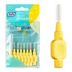 TePe Interdental Brush, Extra Soft, Yellow, 0.7mm/ISO 4, 8pcs, efficient Cleaning Between Teeth, Plaque Remover, Dental flosser for Small Gaps