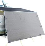 Weisshorn Caravan Awnings, 4.3 x 1.95m Roll Out Privacy Screens Sun Shade Car End Side Wall Awning Outdoor Travel Garden Balcony Accessories, with Carry Bag Ropes Ground Pegs Grey