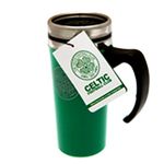 Celtic FC Official Football Aluminium Travel Mug (One Size) (Green/Silver) 450 ml