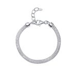 Amberta Women 925 Sterling Silver Simulated Diamond Bracelet: Crystal Statement Bracelet with CZ