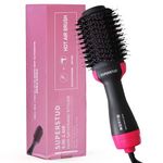 SUPERSTUD Hot Air BrushHair Dryer Curler Brush Professional 4 In 1 || Volumizer Hair Hot Air Brush for Hair Dryer For Blow Drying Hot Air Brush || Hair Straightener Blow Drying for All Hairstyle (Black)