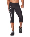 2XU Men's Core 3/4 Compression Tights, Black/Silver, Large