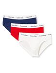 Calvin Klein Men 3P HIP BRIEF White/Red Ginger/Pyro Blue M