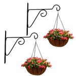 Leafy Tales Plant Hanger Brackets Wall Mounted - Metal Hanging Hooks, Holder for Indoor Outdoor Planters - Black - Pack of 2 (Wall mounting - 2)