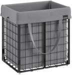 SONGMICS Laundry Hamper, 11 Gal. (50L) Laundry Basket, Collapsible Clothes Hamper, Removable and Washable Liner, Metal Wire Frame, for Bedroom Bathroom, Black and Gray ULCB150G01