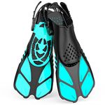 Lealinga Snorkel Fins, Swim Fins Flippers Adult Adjustable Snorkeling Diving for Adult Men Women Unisex, Travel Size Open Heel Swimming Flippers Training Fins with Mesh Bag