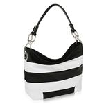 MKF Collection by Mia K Farrow Emily Soft Vegan Leather Stripe Hobo Handbag