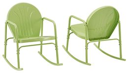 Crosley Furniture CO1013-KL Griffith Retro Metal Outdoor Rocking Chairs, Key Lime Gloss