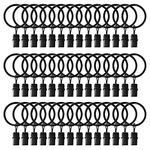 42 Pack Curtain Rings with Clips 1.26" Interior Diameter,Metal Drapery Ring with Clips Compatible with up to 1 inch Drapery Rod,Strong Vintage Decorative Rustproof Drapery Ring with Hooks(Black)