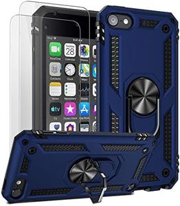 ULAK Compatible with iPod Touch 7 Case/iPod Touch 6 Case with 2 HD Screen Protectors, Hybrid Rugged Shockproof Cover with Built-in Kickstand for iPod Touch 7th/6th/5th Generation (Blue)
