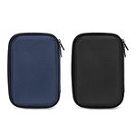 Ginsco 2 Pcs EVA Hard Carrying Small Hard Drive Case Compatible with WD Elements,My Passport,Toshiba Canvio Portable Hard Drives, Power Bank Charger Advance Black+Blue