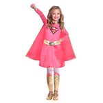 amscan (PKT) (9906733) Child Girls Supergirl Pink Costume (4-6yr)