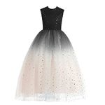 Glamulice Flower Girls Dress Champagne 4 Ombre Lace A-Line Princess Sparkle Tulle Sequin Pageant Fancy Tutu Dress Black Bridesmaid Party Dance Prom Vintage Wedding Maxi Birthday Ball Gown Gala