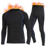 SIMIYA Thermal Underwear Mens, Quick Dry Base Layer for Men, Compression Mens Thermals Top and Bottoms, Winter Long Sleeve Long Johns for Workout Skiing Running Hiking (Black, 4XL)