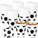 Tevxj 48 Pcs Soccer Plastic Cups Reusable Soccer Fan Plastic Party Cups Sports Ball Reusable Party Supplies Decorations Soccer Ball Plastic Drinking Cups 12oz for Sports Birthday Party Favors