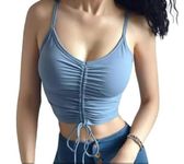 HELISHA Cotton Women's & Girl's Regular Wear Slim Fit Fancy Padded Crop Tank Top Bralette (Removable Pads) Free-Size (26-34 Bust-Size) (Free Size, Sky-Blue)